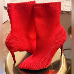 Elegant Red Women's Sock Boots